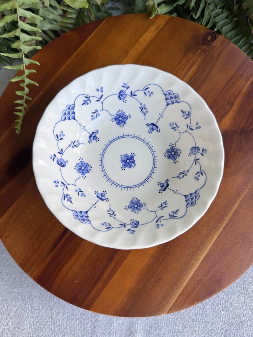 Vintage Churchill Finlandia Cereal Bowl with Blue & White Floral Design